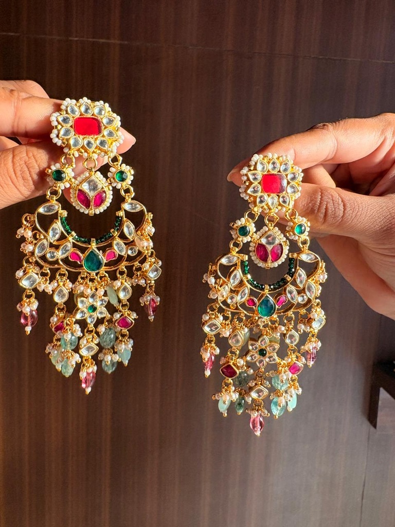Royal Multicolour Kundan Meenakari Chandeliers