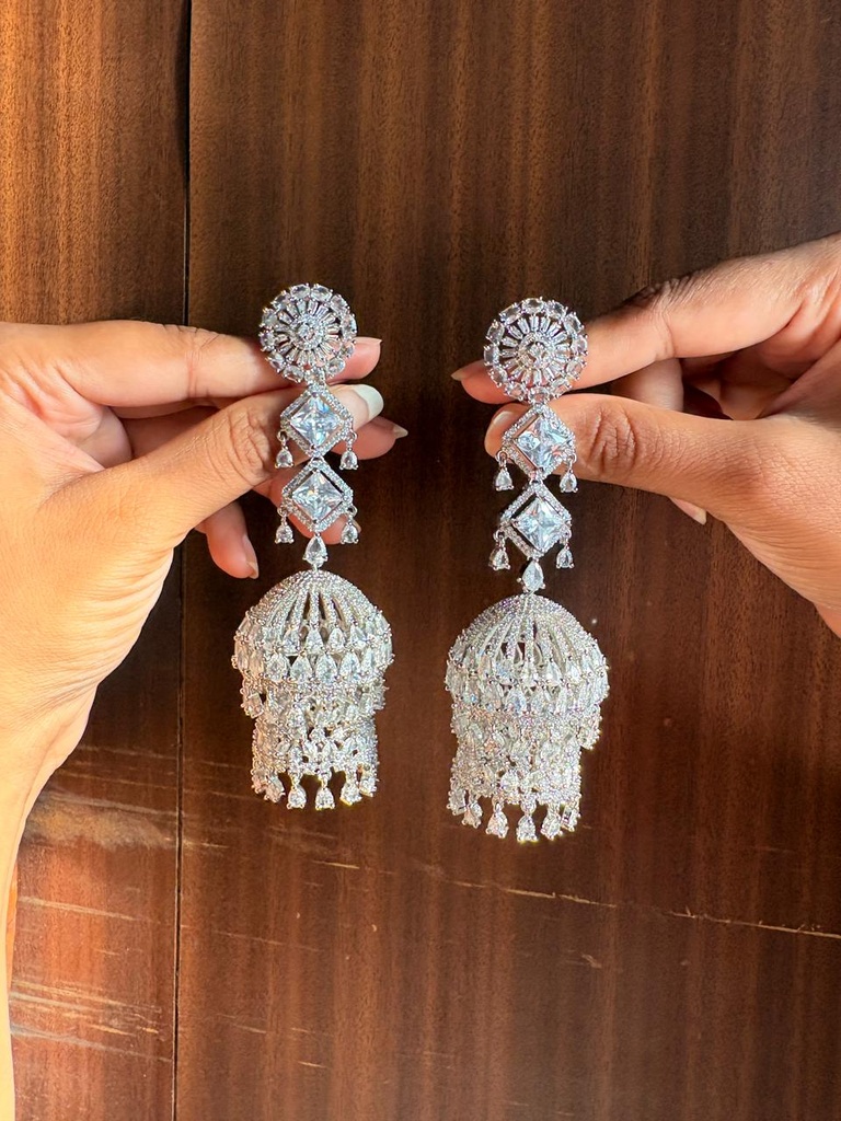 Royal Zircon Jhumka Chandeliers