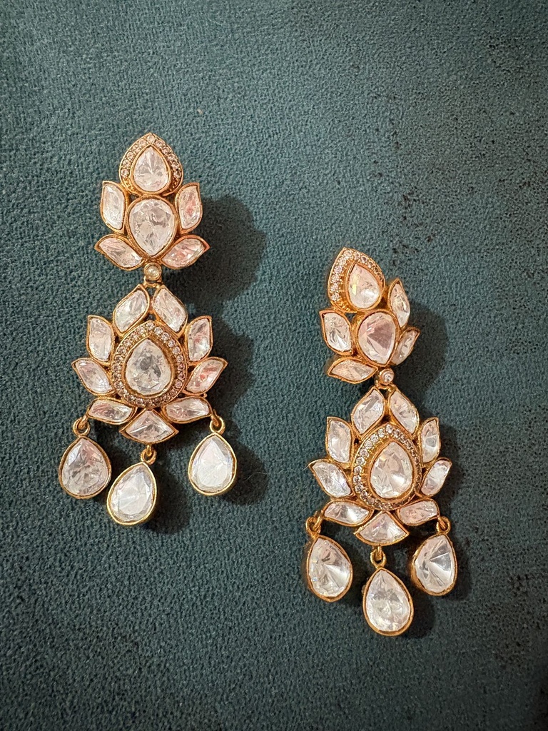Statement Moissanite Kundan Earrings