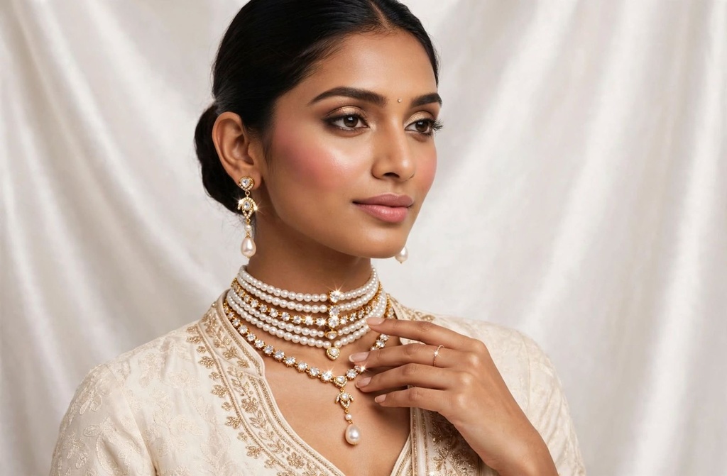 Statement Kundan & pearl necklace set